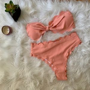 NWOT pink scalloped bikini set